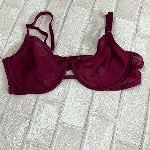 Auden Deep Red Sheer Bra